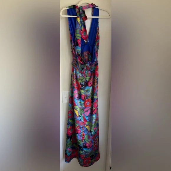 NWOT Sugarlips Vibrant Floral Halter Style Maxi Dress - Picture 11 of 13